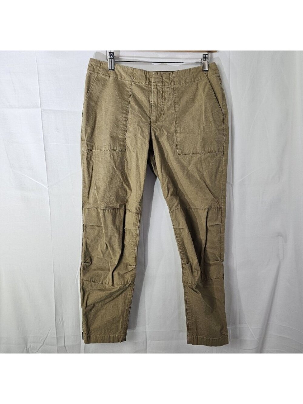 READ Eddie Bauer Ripstop Pants Womens 4 Khaki Ankle Crop Bottoms Athleisure